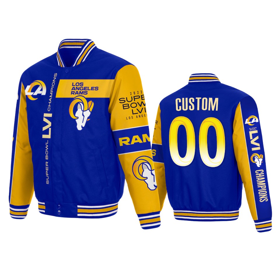 men's los angeles rams custom royal full snap jacket