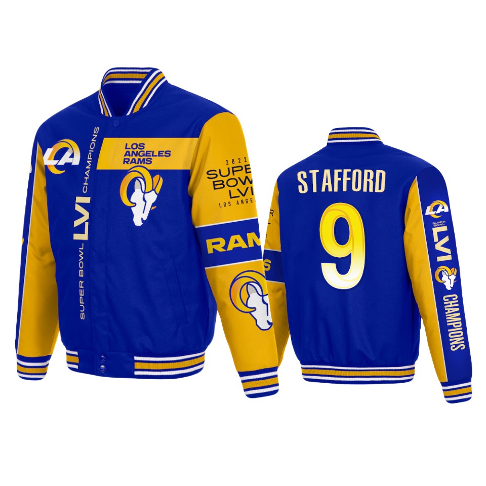 men's los angeles rams matthew stafford royal full snap jacket