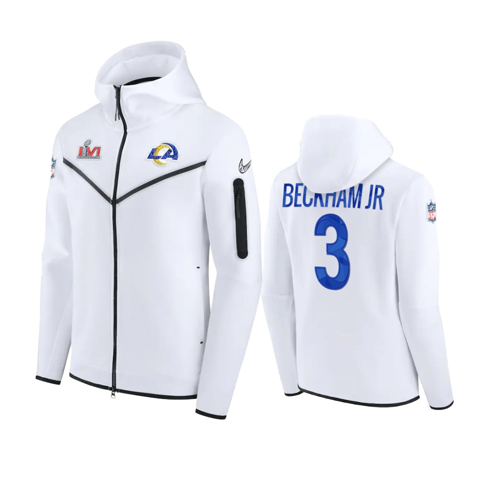 men's los angeles rams odell beckham jr. white diamond collection jacket
