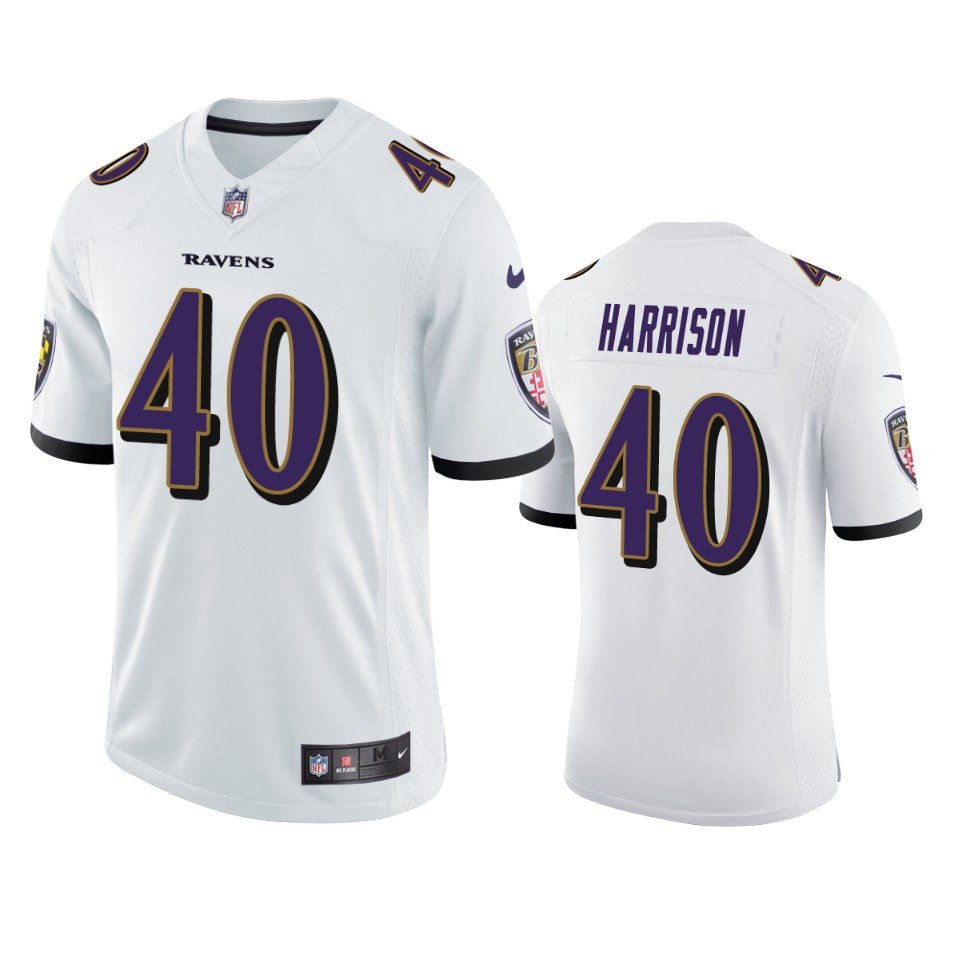 men's malik harrison ravens white vapor jersey