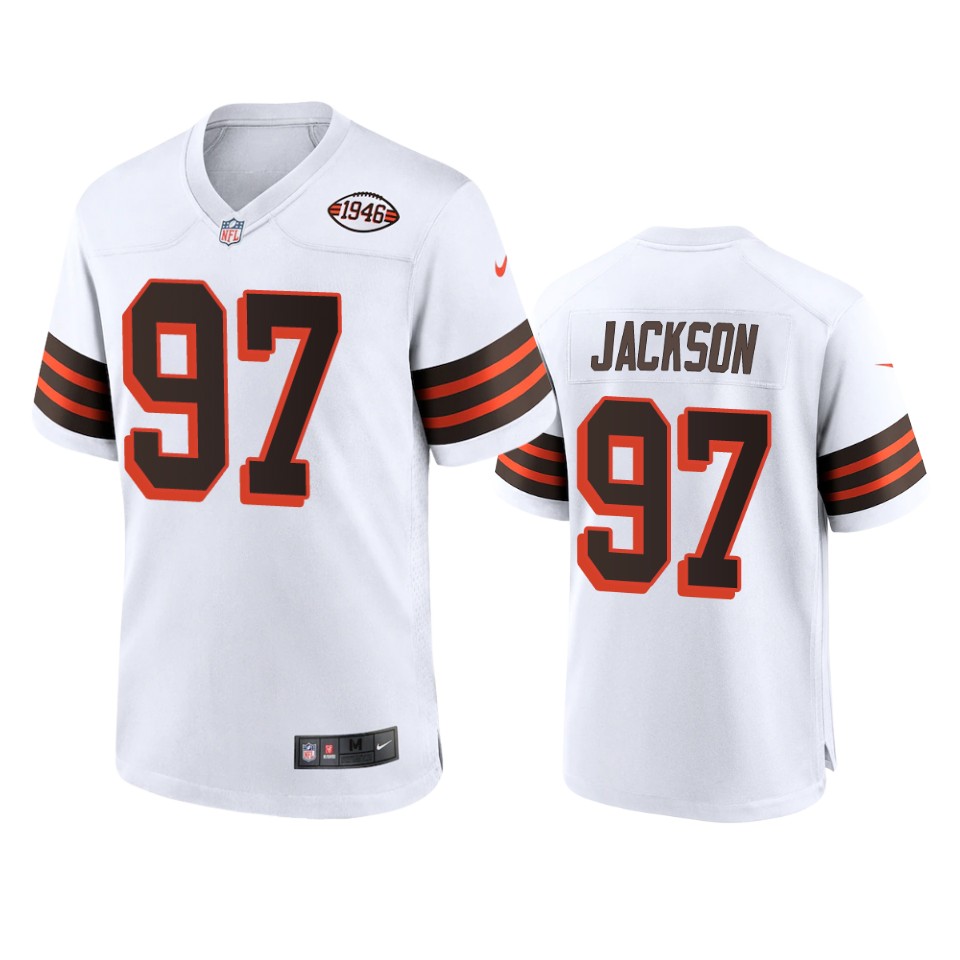 men's malik jackson browns white alternate game 1946 collection jersey