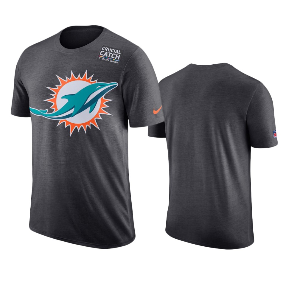 men's miami dolphins anthracite crucial catch performance t shirt