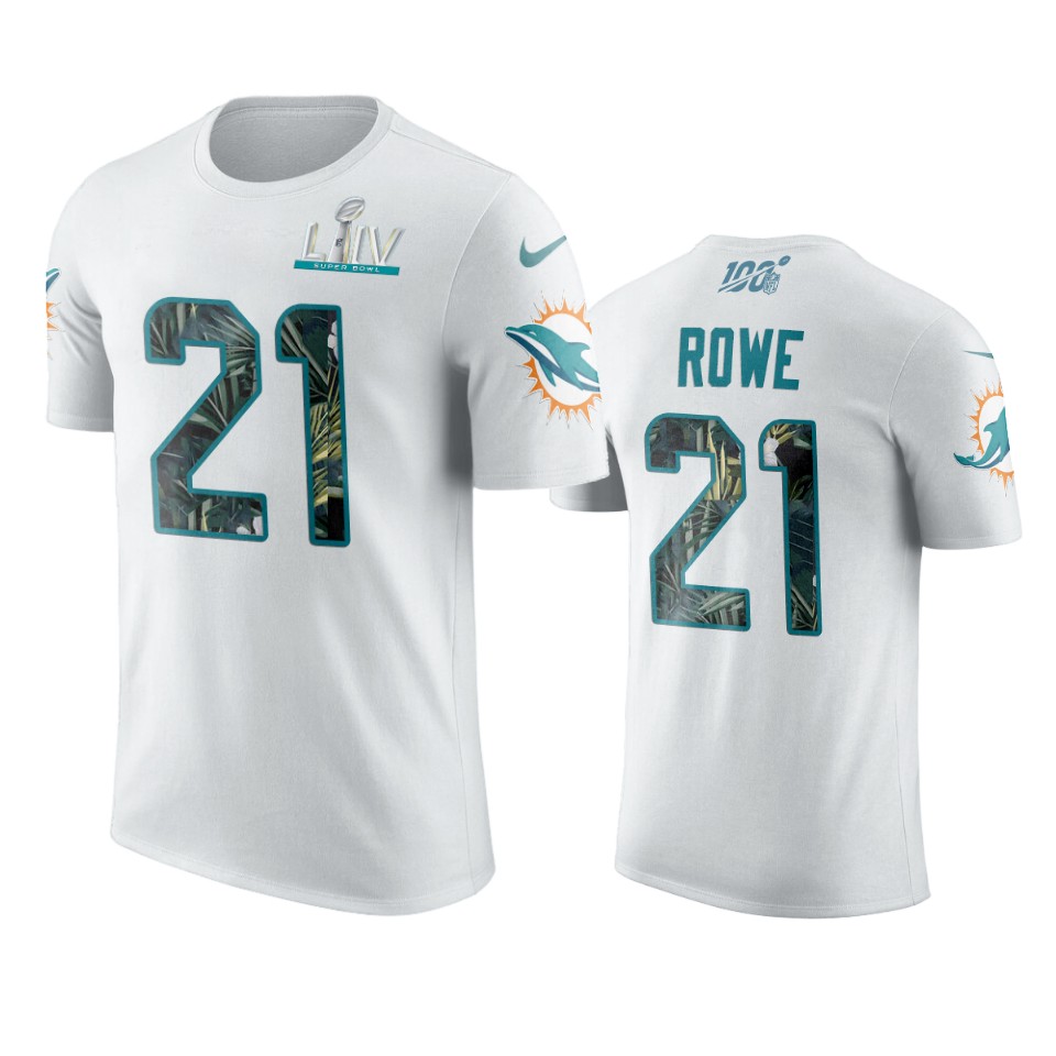 men's miami dolphins eric rowe white super bowl liv t shirt