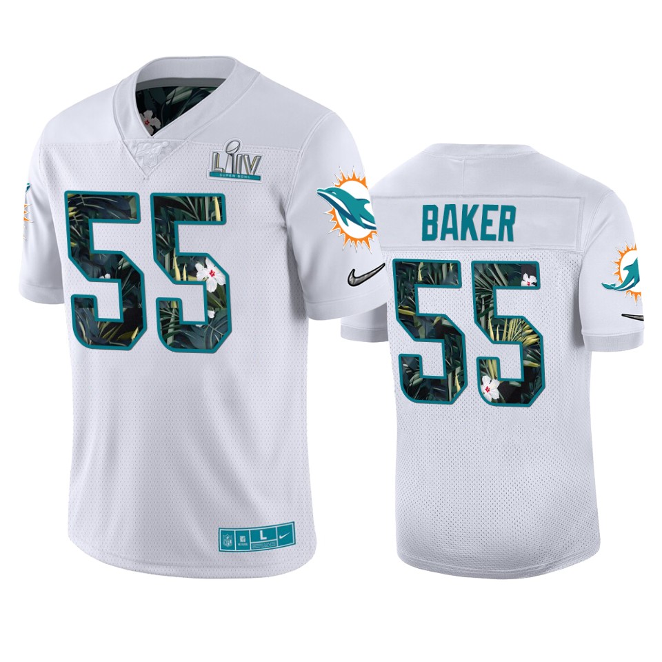men's miami dolphins jerome baker white super bowl liv jersey