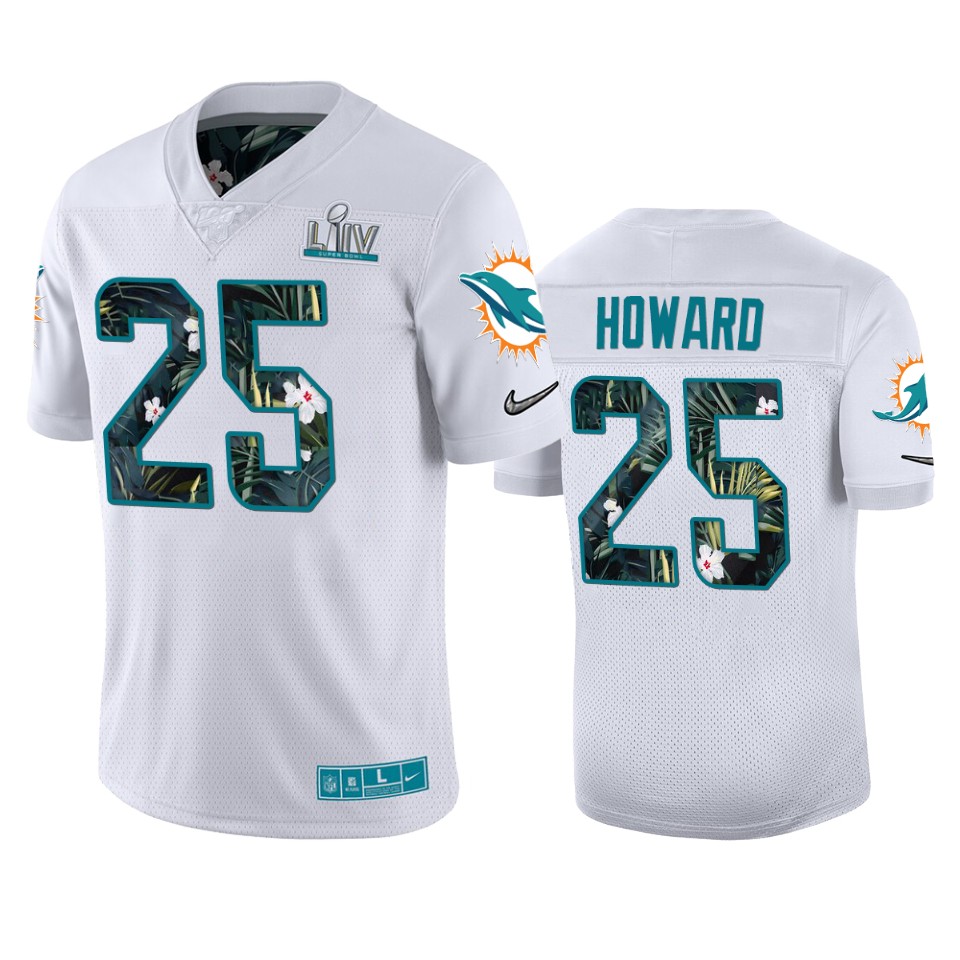 men's miami dolphins xavien howard white super bowl liv jersey