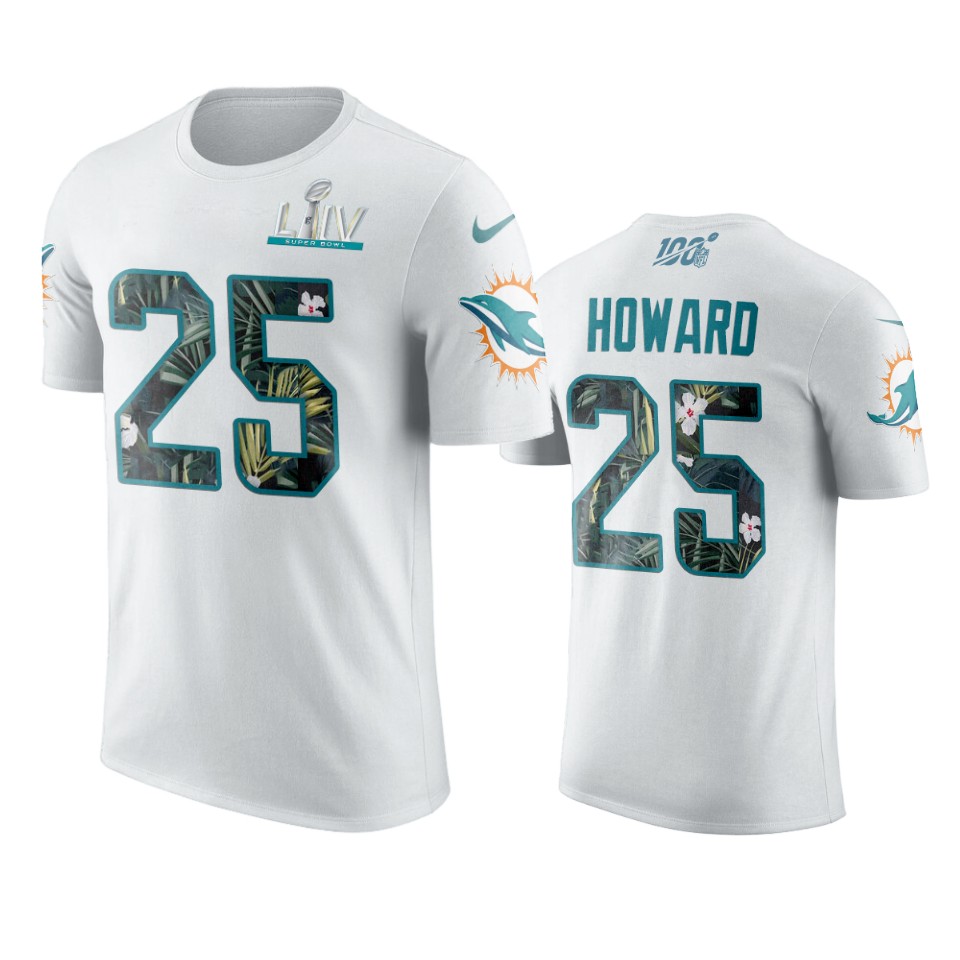 men's miami dolphins xavien howard white super bowl liv t shirt
