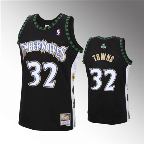 Minnesota Timberwolves Karl-Anthony Towns Hardwood Classics Black Jersey #32
