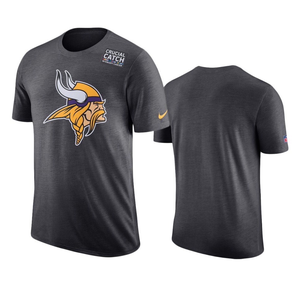 men's minnesota vikings anthracite crucial catch performance t shirt
