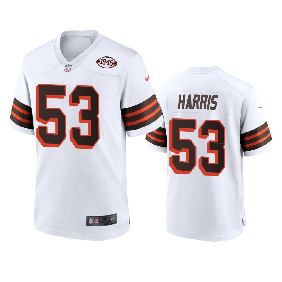 men's nick harris browns white alternate game 1946 collection jersey