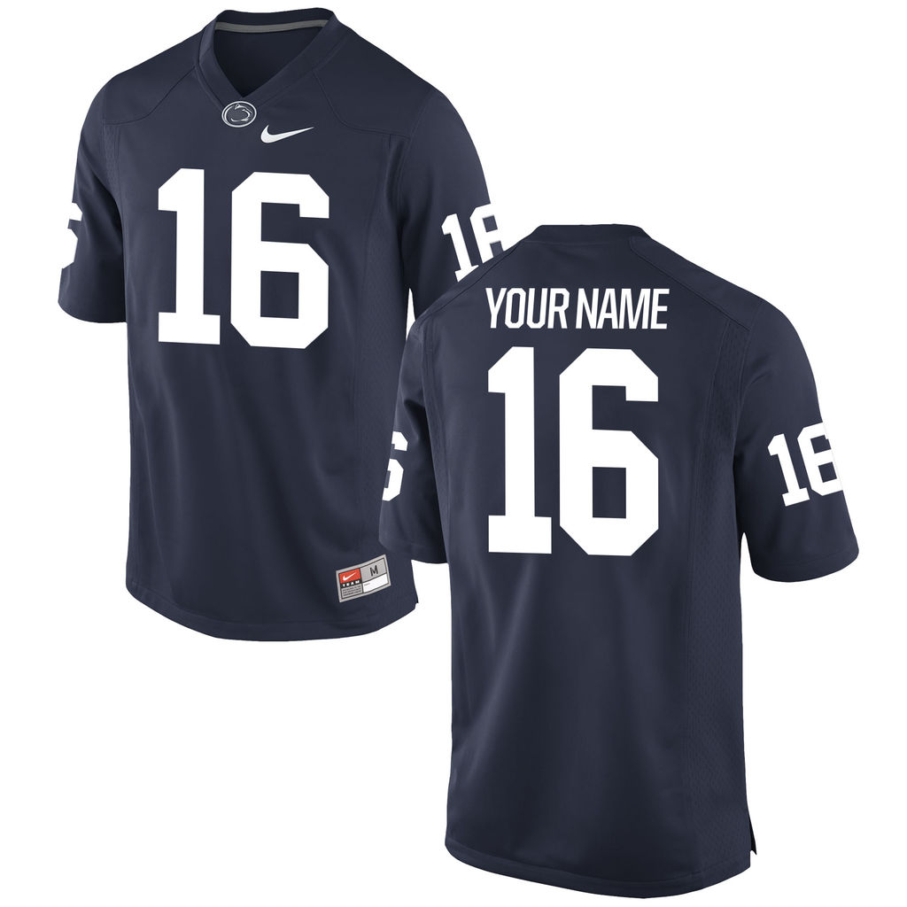 men's nittany lions navy 16 custom college football custom jersey