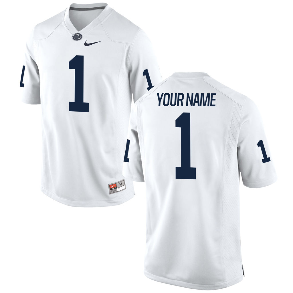 men's nittany lions white 1 custom college football custom jersey