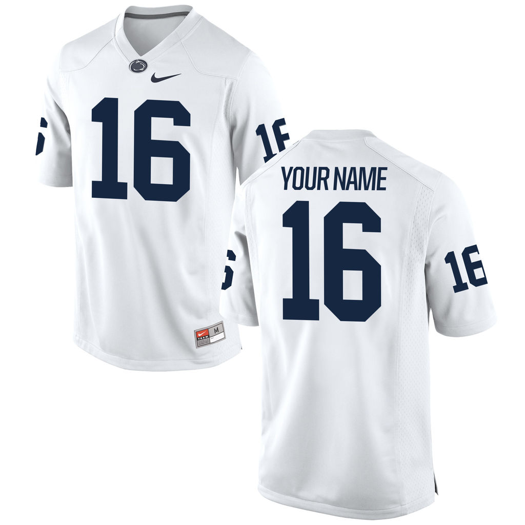 men's nittany lions white 16 custom college football custom jersey