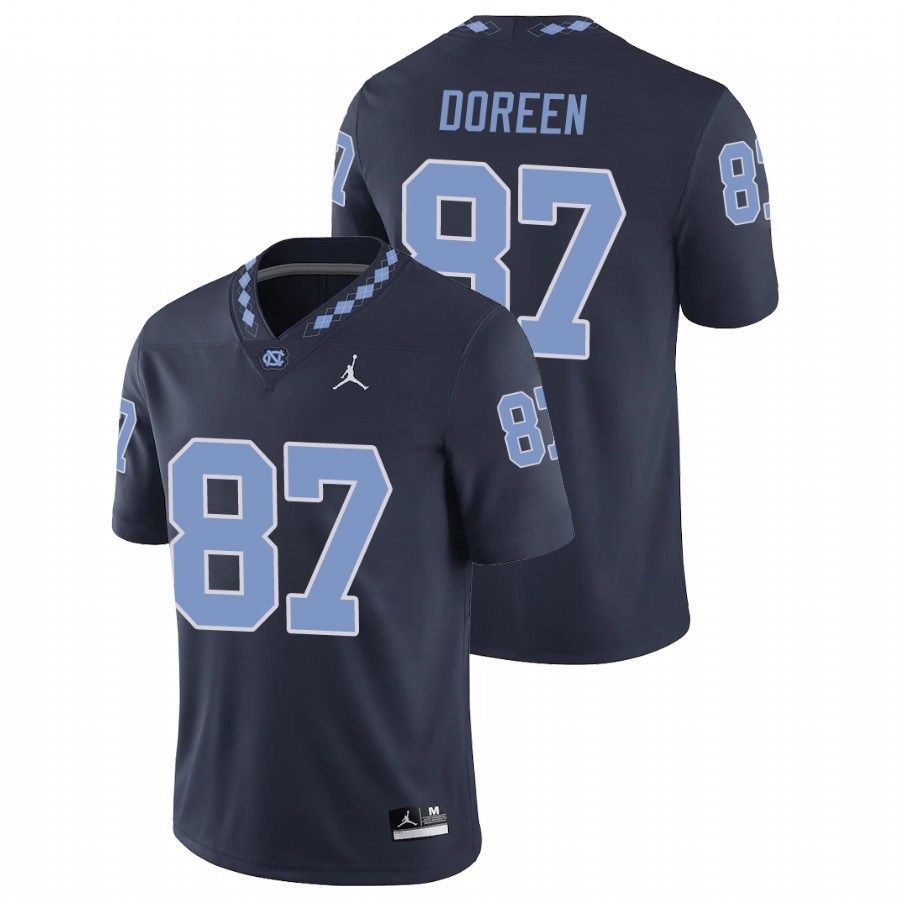 men's north carolina tar heels colby doreen navy college football game jersey