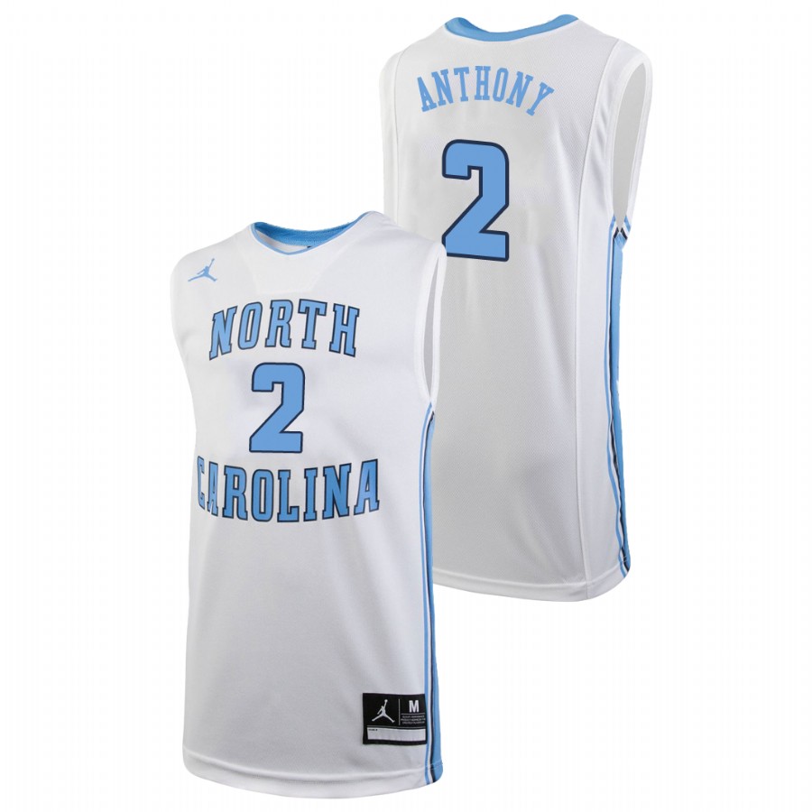 men's north carolina tar heels cole anthony white replica college basketball jersey