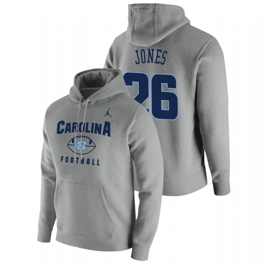 men's north carolina tar heels d.j. jones pullover football gray oopty oop hoodie