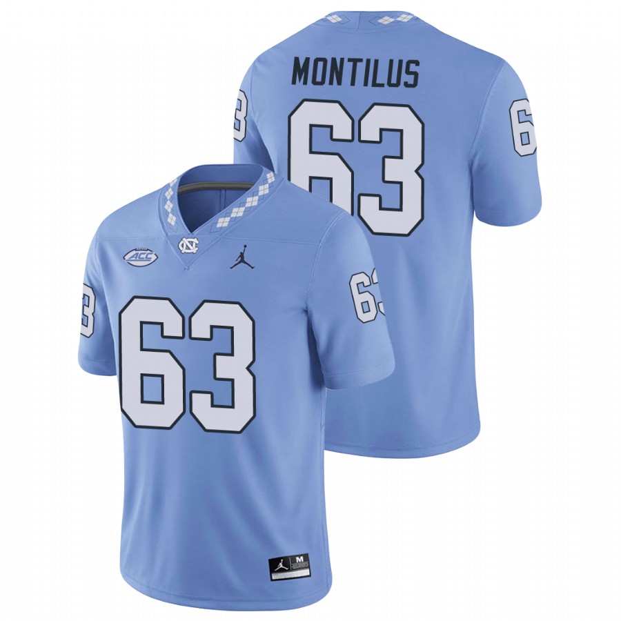 men's north carolina tar heels ed montilus carolina blue replica football game jersey