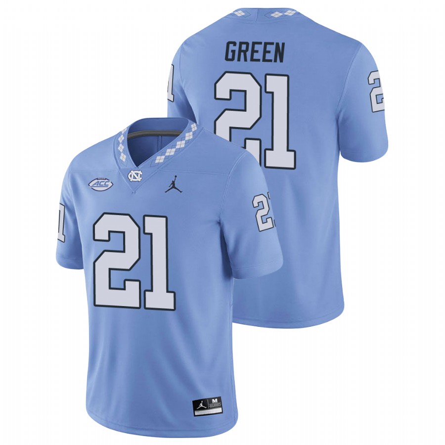 men's north carolina tar heels elijah green carolina blue replica football game jersey