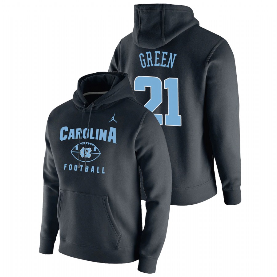 men's north carolina tar heels elijah green pullover football black oopty oop hoodie