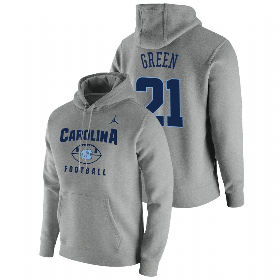 men's north carolina tar heels elijah green pullover football gray oopty oop hoodie
