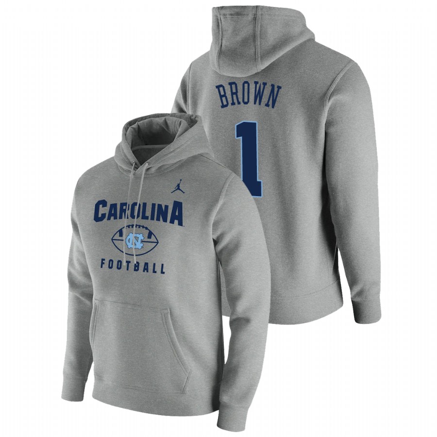 men's north carolina tar heels khafre brown pullover football gray oopty oop hoodie