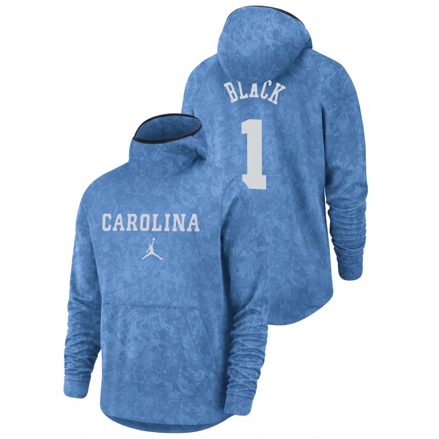 men's north carolina tar heels leaky black team logo pullover carolina blue basketball spotlight hoodie