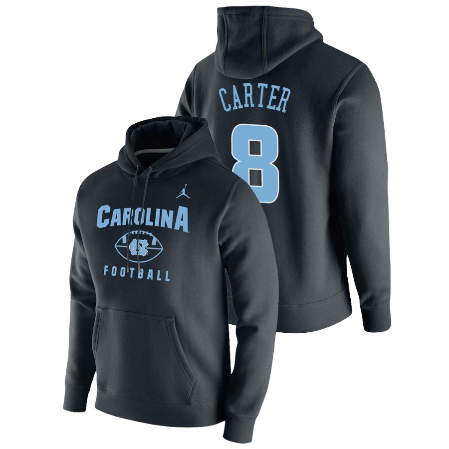 men's north carolina tar heels michael carter pullover football black oopty oop hoodie