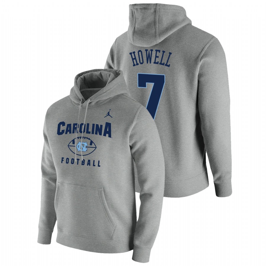 men's north carolina tar heels sam howell pullover football gray oopty oop hoodie