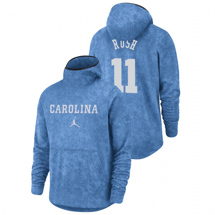 men's north carolina tar heels shea rush team logo pullover carolina blue basketball spotlight hoodie