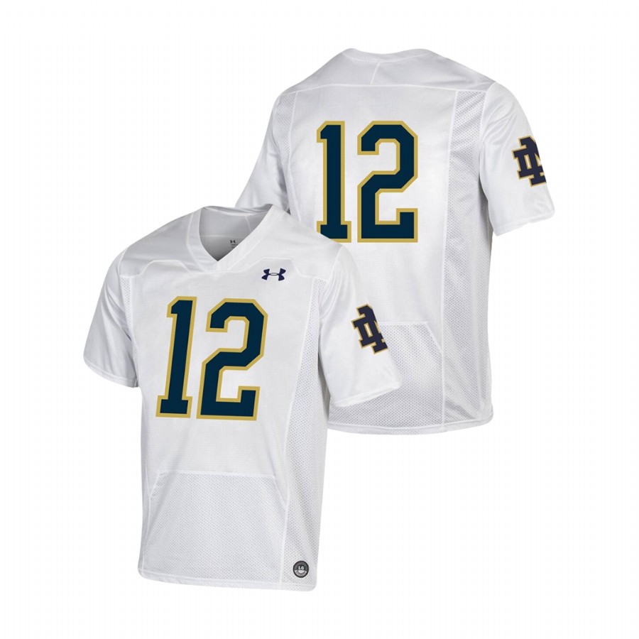 men's notre dame fighting irish 12 white premier college football jersey