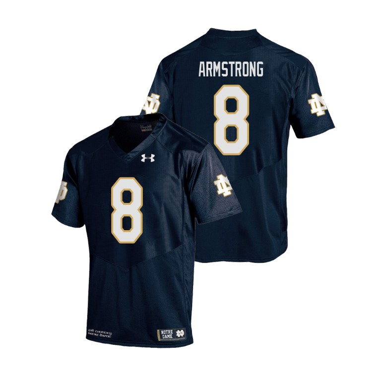 men's notre dame fighting irish 8 jafar armstrong navy college football replica jersey
