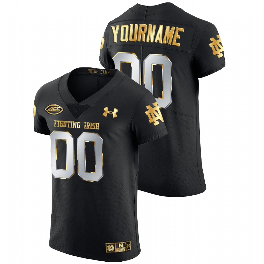 men's notre dame fighting irish custom black golden edition authentic jersey