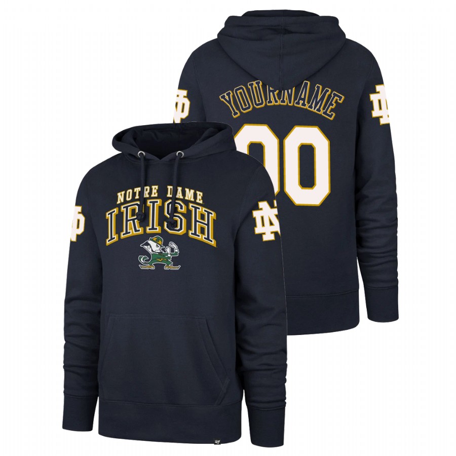 men's notre dame fighting irish custom headline navy double decker hoodie