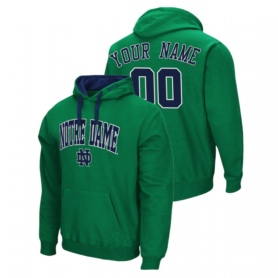 men's notre dame fighting irish custom pullover green arch & logo 2.0 hoodie