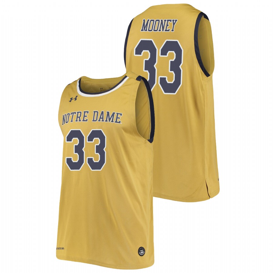 men's notre dame fighting irish john mooney college basketball replica gold jersey