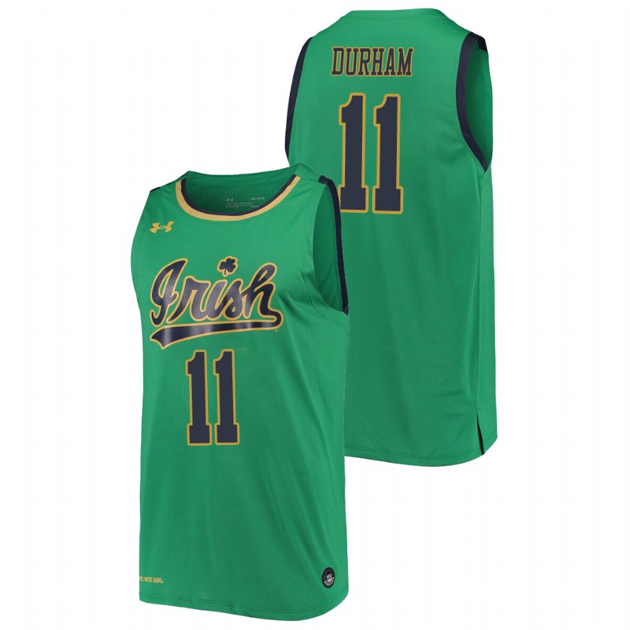 men's notre dame fighting irish juwan durham 2019 20 college basketball replica kelly green jersey