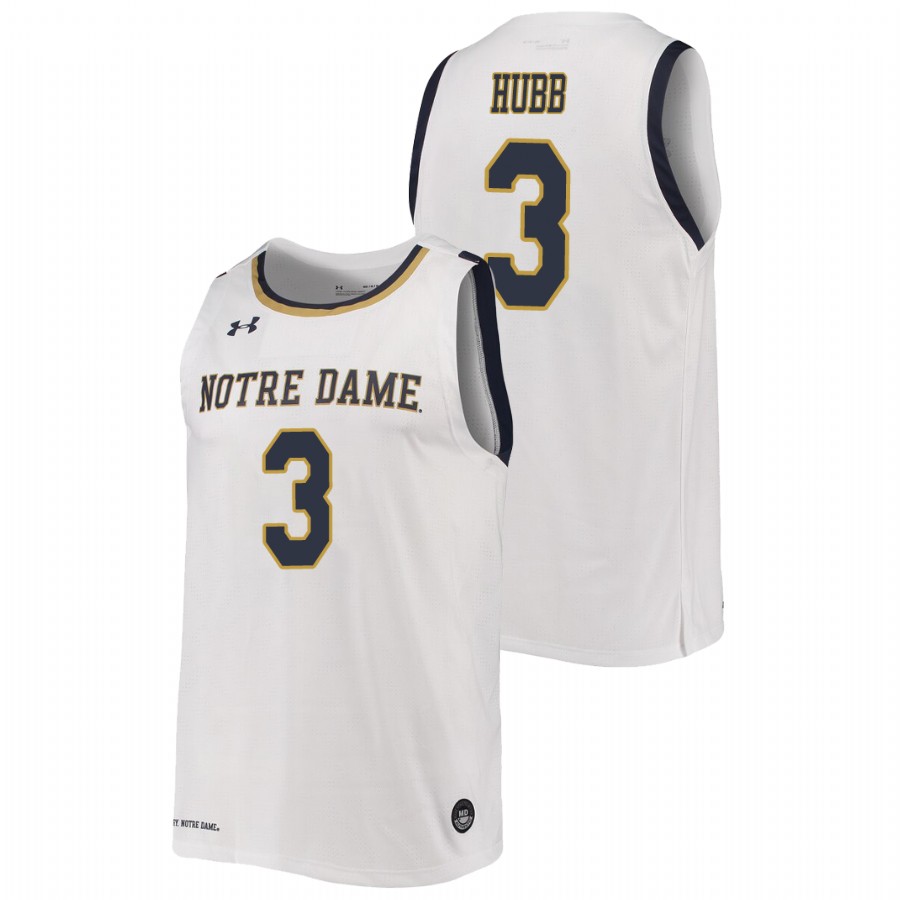 men's notre dame fighting irish prentiss hubb 2019 20 college basketball replica white jersey
