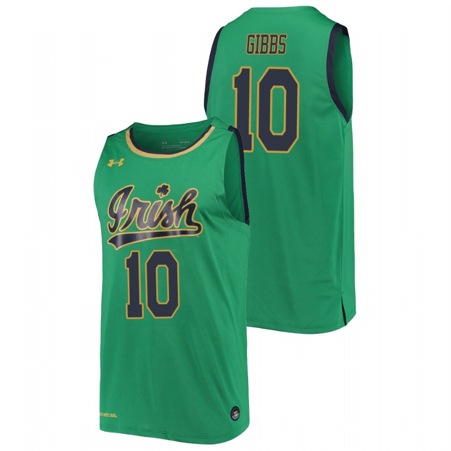 men's notre dame fighting irish t.j. gibbs 2019 20 college basketball replica kelly green jersey