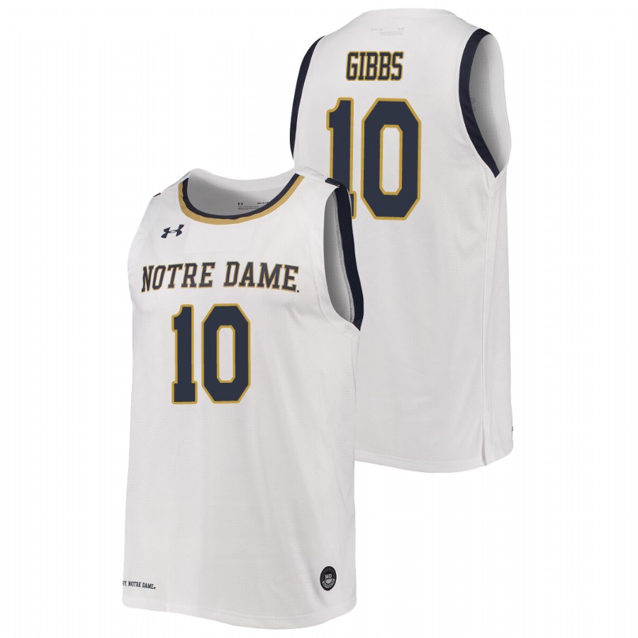 men's notre dame fighting irish t.j. gibbs 2019 20 college basketball replica white jersey
