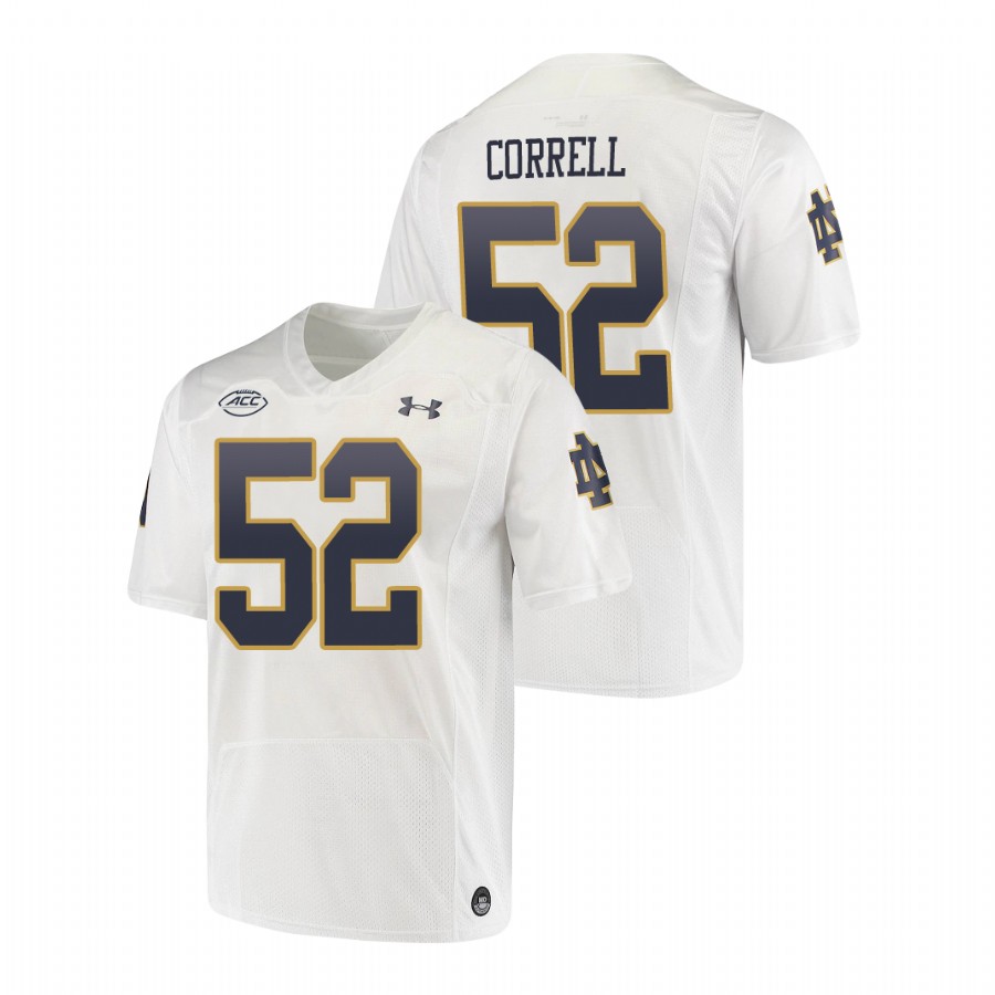 men's notre dame fighting irish zeke correll white replica college football playoff jersey