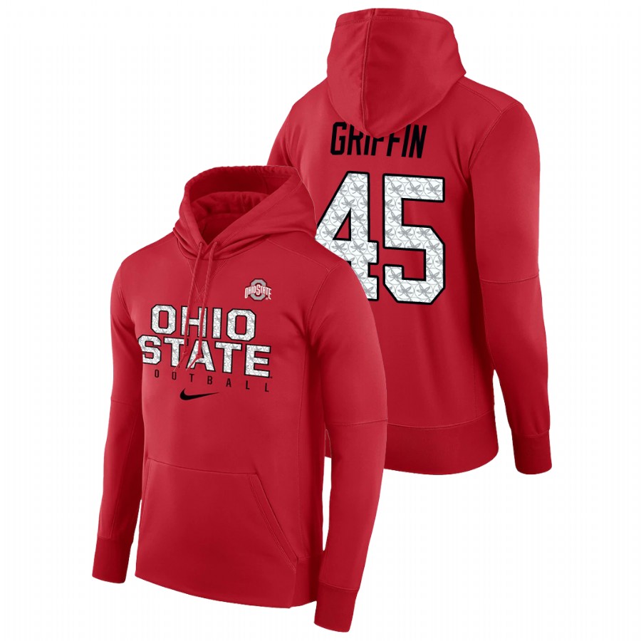 men's ohio state buckeyes archie griffin performance pullover scarlet football practice hoodie