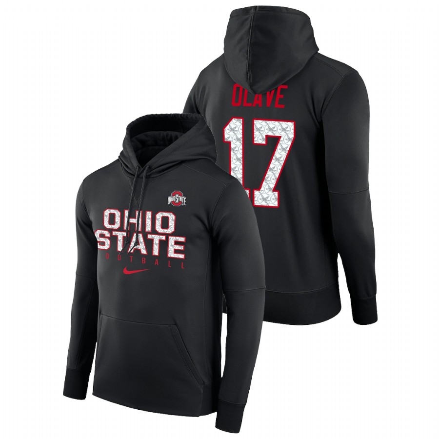 men's ohio state buckeyes chris olave performance pullover black football practice hoodie