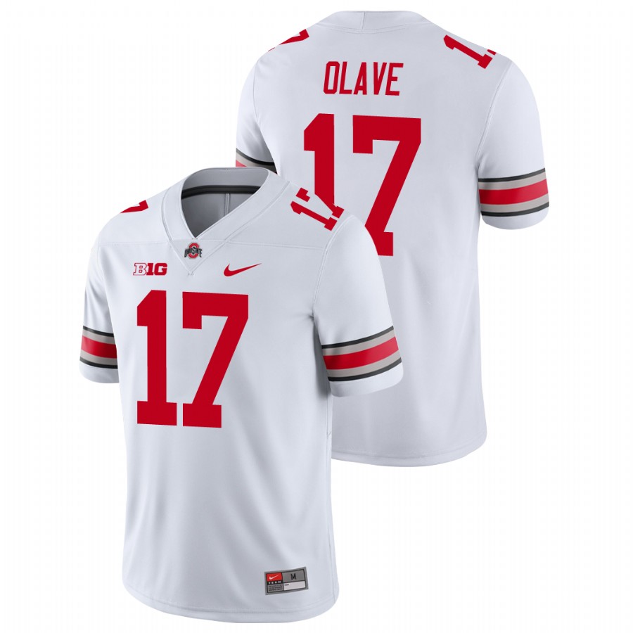 men's ohio state buckeyes chris olave white college football game jersey