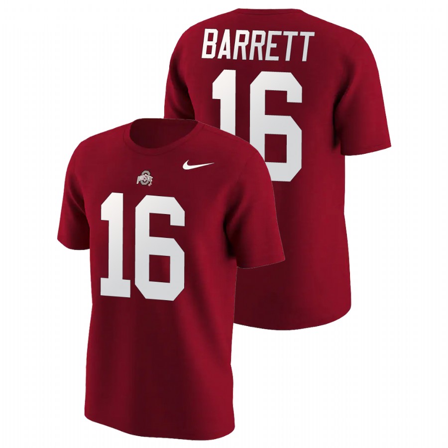 men's ohio state buckeyes college football name & number j.t. barrett scarlet t shirt