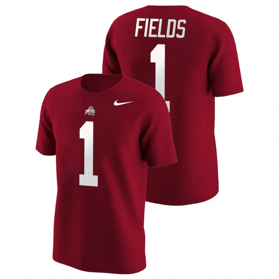 men's ohio state buckeyes college football name & number justin fields scarlet t shirt