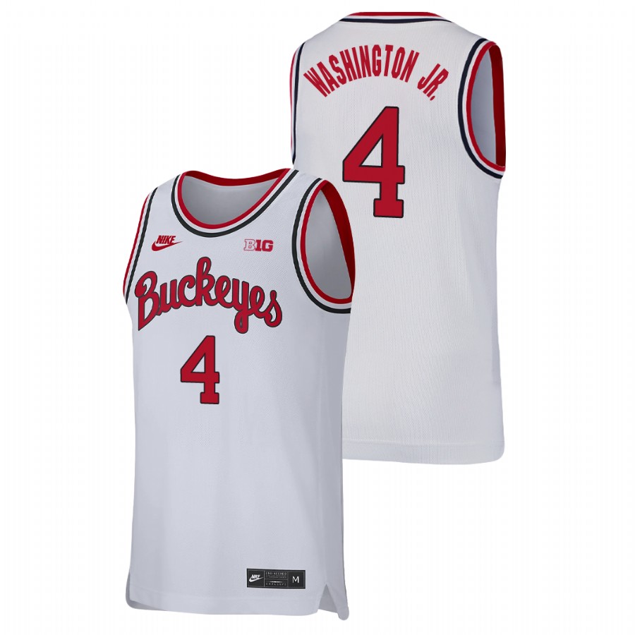 men's ohio state buckeyes duane washington jr. college basketball replica white jersey