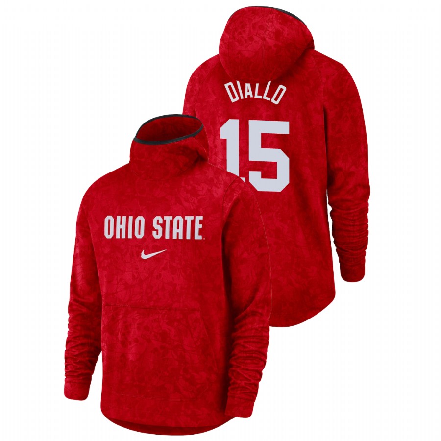 men's ohio state buckeyes ibrahima diallo team logo pullover scarlet basketball spotlight hoodie