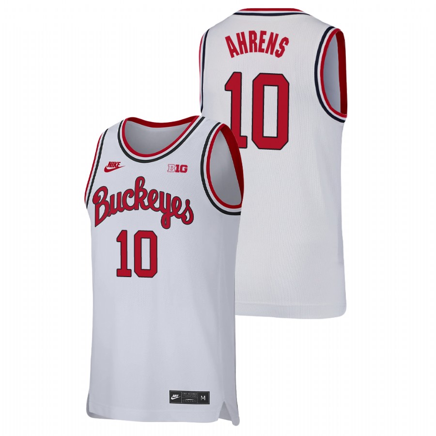 men's ohio state buckeyes justin ahrens college basketball replica white jersey