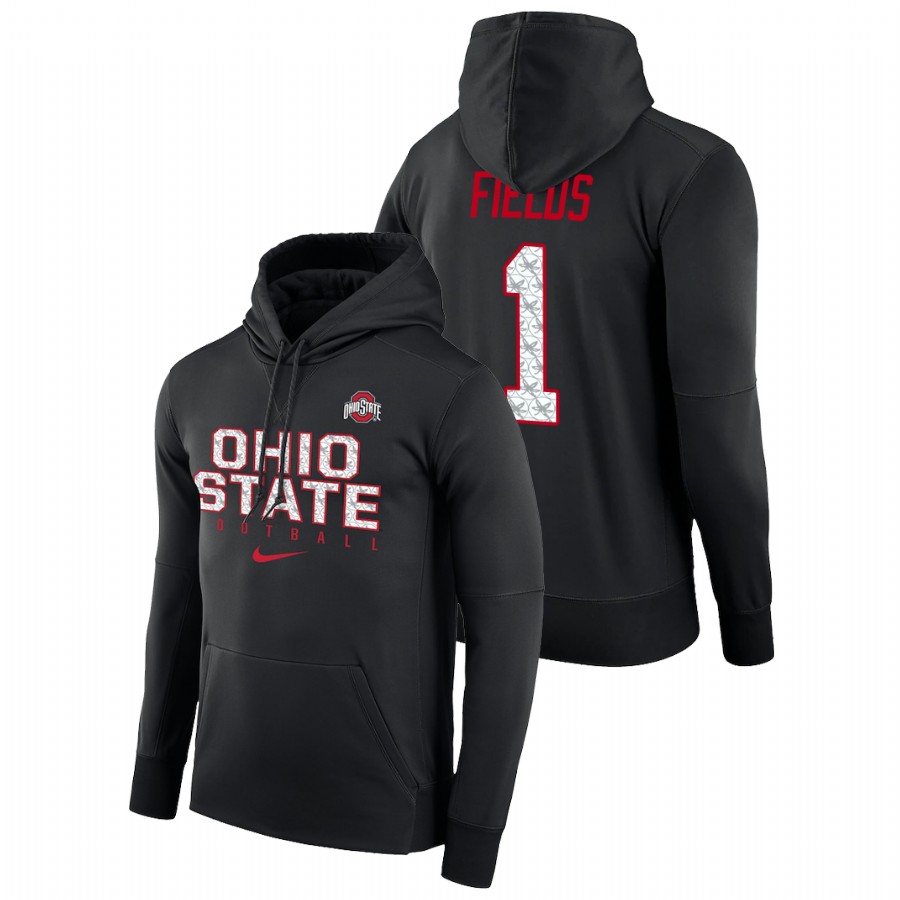 men's ohio state buckeyes justin fields performance pullover black football practice hoodie