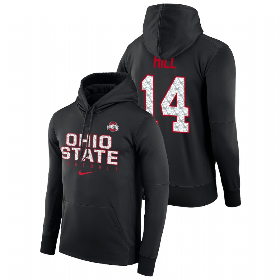men's ohio state buckeyes k 1.j. hill performance pullover black football practice hoodie