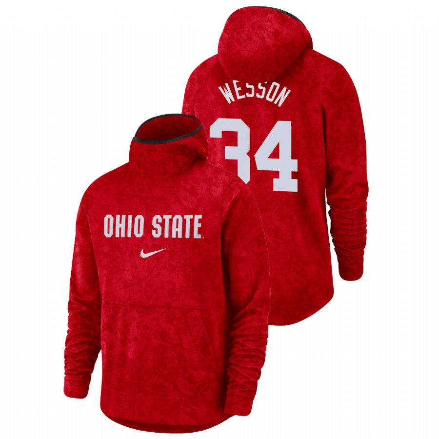 men's ohio state buckeyes kaleb wesson team logo pullover scarlet basketball spotlight hoodie